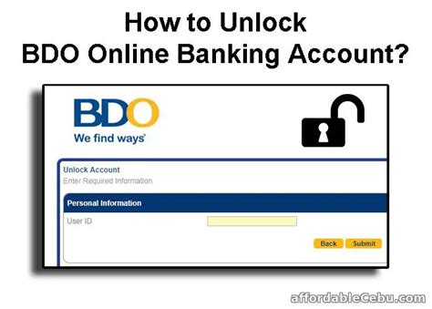 bdo unlocked account